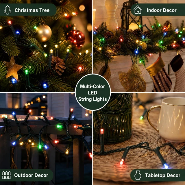 Alt view image 7 of 7 - 66FT 200 LED Christmas String Lights Outdoor with 8 Modes
Multi-Colored Christmas Lights Plug in Connectable, Waterproof Christmas Decorations for Xmas Indoor Party Home Tree Decor