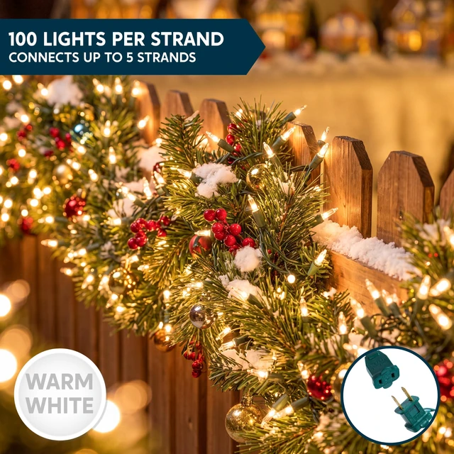 Alt view image 4 of 7 - Clear Christmas String Lights Indoor,100 Count Mini White Fairy Light Outdoor,19.4 FT Decor for Patio Dorm Classroom Bedroom Holiday Wedding Party Garland Birthday Festival,Green Wire