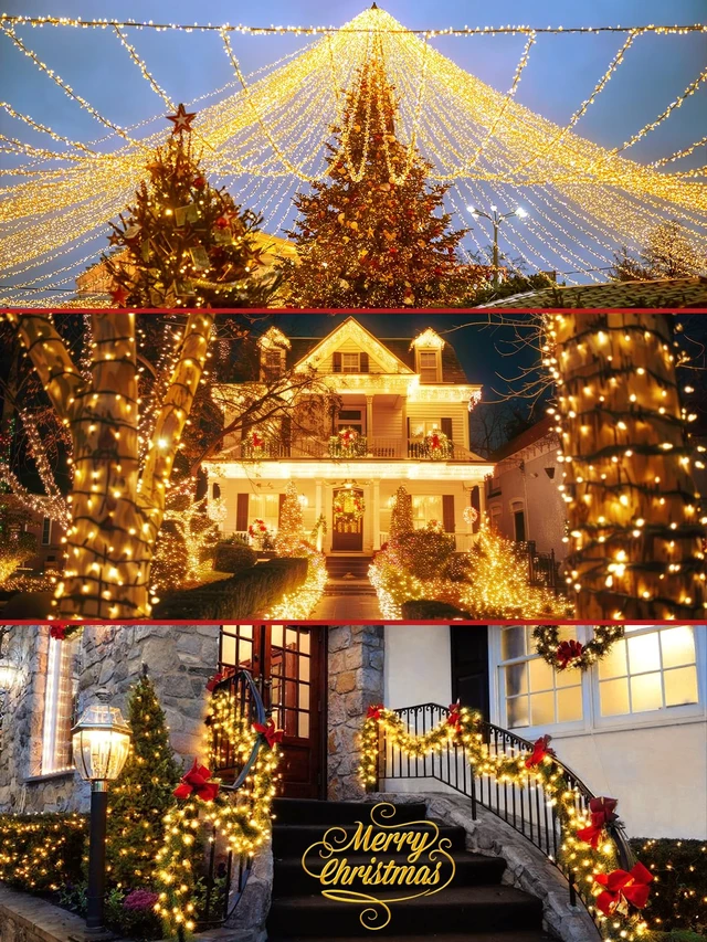 Alt view image 7 of 7 - 2 Pack 200 LED Christmas Lights 13 Modes Extendable Christmas Tree Lights
66FT Waterproof Twinkle Fairy Lights, Green Wire String Lights Outdoor Indoor for Xmas Tree Holiday Party Garden, Warm White