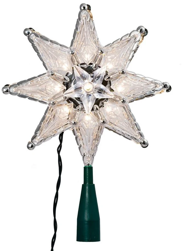 Alt view image 2 of 2 - 10-Light 8-Point Star Christmas Treetop, 8-Inch, Clear