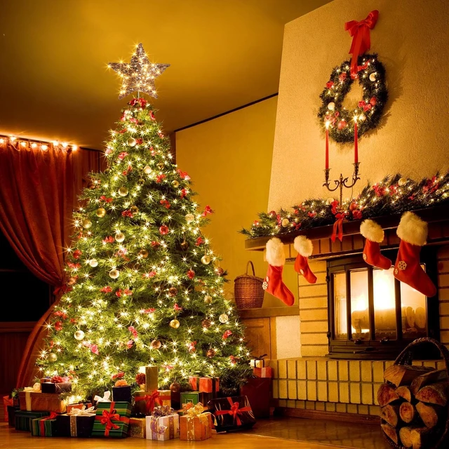 Alt view image 5 of 7 - 14 40 LED Christmas Rattan Tree Topper Lighted Star Topper
Indoor Decorations Rustic Natural Light Up Star Treetop Xmas Decor