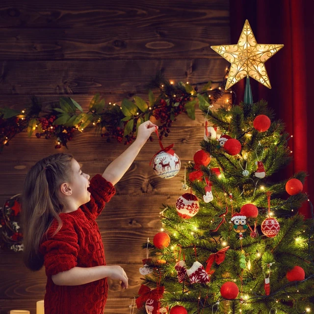 Alt view image 2 of 7 - hristmas Tree Topper Star Gold Glitter Plug in 3D Star Tree Topper Lighted
Hollow Built-in 10 Bulbs Pentagram Sequin Office New Year Holiday Christmas Tree Decorations Indoor Christmas Tree Ornaments