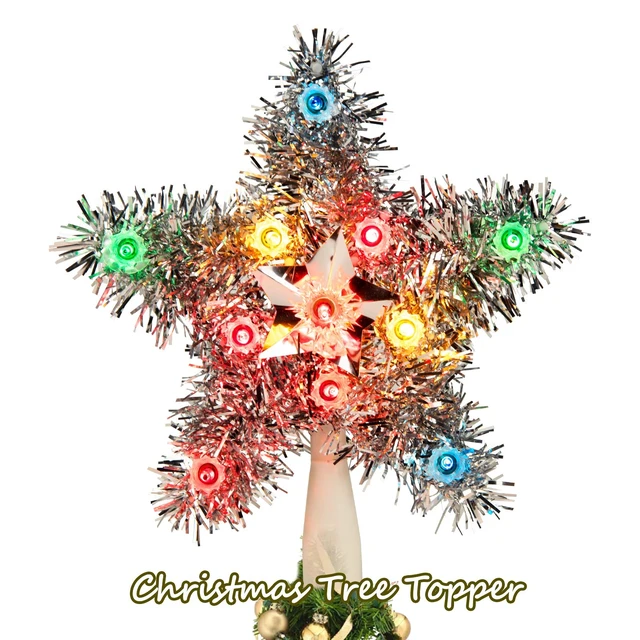Alt view image 4 of 5 - Christmas Tree Topper Star Tinsel Wreath Plug in 3D Star Tree Topper Lights
Hollow Built-in 10 Bulbs Colorful Pentagram Office New Year Holiday Christmas Tree Decorations Indoor Christmas Tree Ornamen