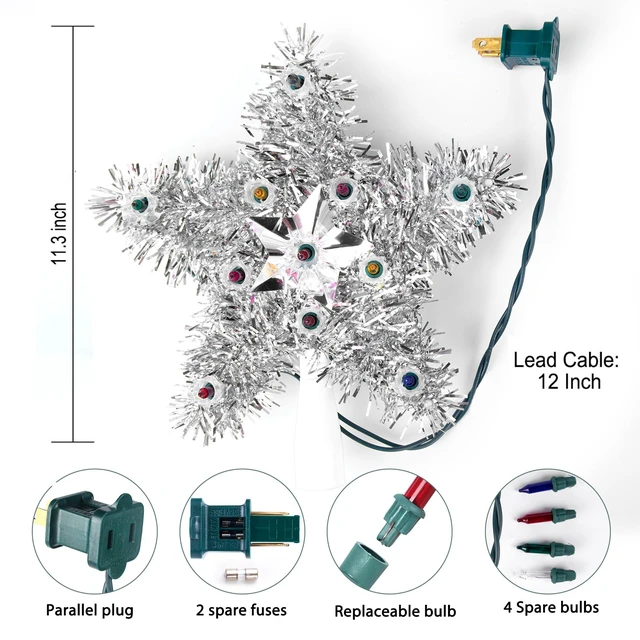 Alt view image 5 of 5 - Christmas Tree Topper Star Tinsel Wreath Plug in 3D Star Tree Topper Lights
Hollow Built-in 10 Bulbs Colorful Pentagram Office New Year Holiday Christmas Tree Decorations Indoor Christmas Tree Ornamen