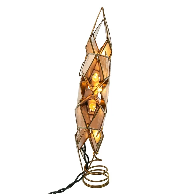 Alt view image 5 of 7 - 10L Capiz Clear Star Treetop
Capiz Star Lighted Tree Topper, Iridescent Ivory & Gold, UL Listed, Eight Point Faceted Design