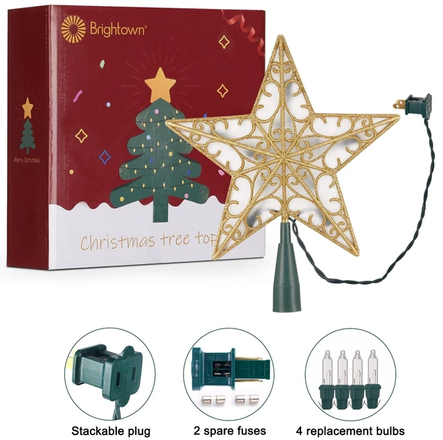 Alt view image 6 of 7 - hristmas Tree Topper Star Gold Glitter Plug in 3D Star Tree Topper Lighted
Hollow Built-in 10 Bulbs Pentagram Sequin Office New Year Holiday Christmas Tree Decorations Indoor Christmas Tree Ornaments