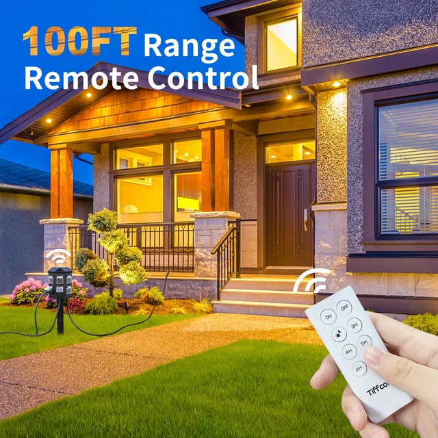 Alt view image 3 of 7 - Outdoor Power Stake Timer, 100FT Remote Control, Dusk to Dawn Christmas Light Timer, 6FT Extension Cord Waterproof, 6 Grounded Outlets for Outdoor Christmas Decorations, ETL Listed