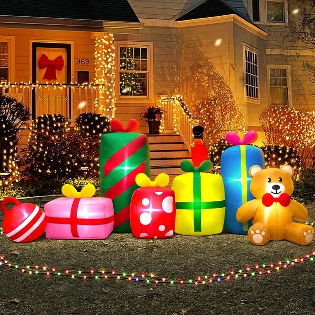 Main image of 10FT Giant Christmas Inflatables Outdoor Decorations Gift Box Blow up Yard