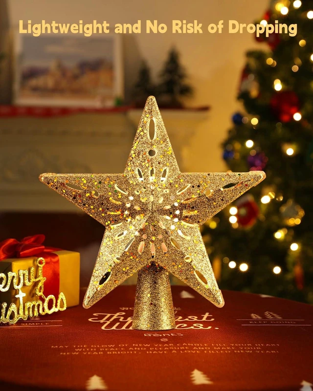 Alt view image 4 of 5 - Christmas Star Tree Topper with Snowflake Projector Lights