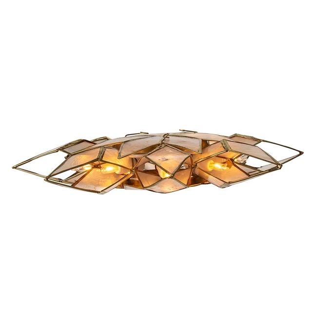 Alt view image 7 of 7 - 10L Capiz Clear Star Treetop
Capiz Star Lighted Tree Topper, Iridescent Ivory & Gold, UL Listed, Eight Point Faceted Design