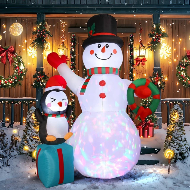 Main image of 7FT Christmas Snowman Inflatables Decoration with LED Lights, Blow Up Outdoor Decoration for Christmas Party, Holiday Xmas Inflatables Present, Great Decor for Outhouse Lawn Yard Garden