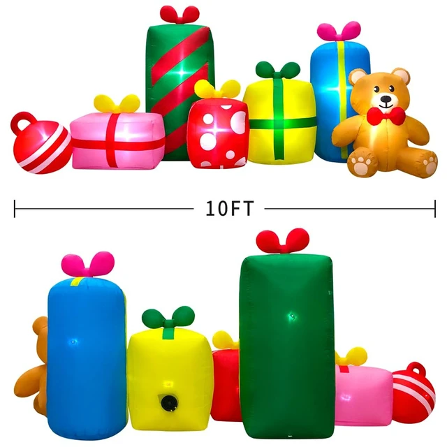 Alt view image 5 of 5 - 10FT Giant Christmas Inflatables Outdoor Decorations Gift Box Blow up Yard