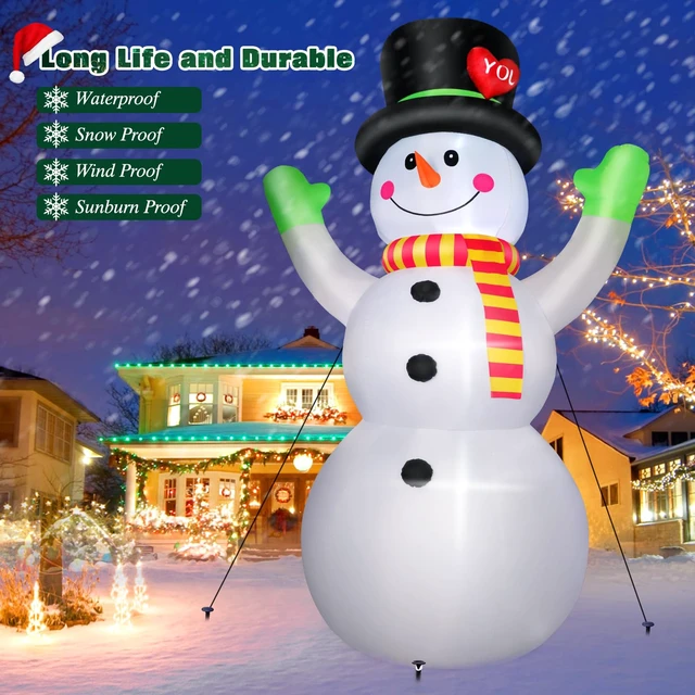 Alt view image 3 of 5 - 10 FT Christmas Inflatables Snowman Outdoor Yard Decorations, Giant Blow Up Snowman, Built-in Bright LED Lights, Huge Xmas Blowups Snow Man Outside Holiday Decor for Garden Patio Porch Lawn Home Party