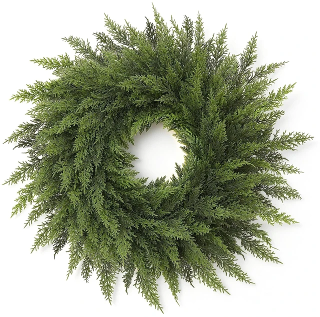 Main image of 24" Christmas Wreaths for Front Door-Cedar Artificial Christmas Door Wreath