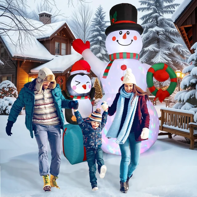 Alt view image 6 of 6 - 7FT Christmas Snowman Inflatables Decoration with LED Lights, Blow Up Outdoor Decoration for Christmas Party, Holiday Xmas Inflatables Present, Great Decor for Outhouse Lawn Yard Garden