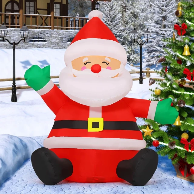 Alt view image 4 of 6 - 5 FT Christmas Inflatables Santa Claus Outdoor Decorations Blow Up Yard Sitting Santa Claus with Built-in LEDs for Holiday Xmas Garden Lawn Decor