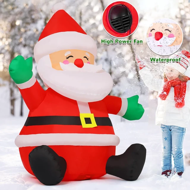 Alt view image 5 of 6 - 5 FT Christmas Inflatables Santa Claus Outdoor Decorations Blow Up Yard Sitting Santa Claus with Built-in LEDs for Holiday Xmas Garden Lawn Decor