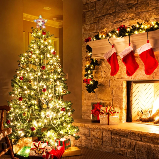Alt view image 7 of 7 - Colored Star Christmas Topper with Tinsel, 8" Tree Star Decoration
Lighted 5 Point Xmas Tree Top with 11 Lights; Multicolor Star Tree Topper light; light up Star Treetop for Home Holiday Tree