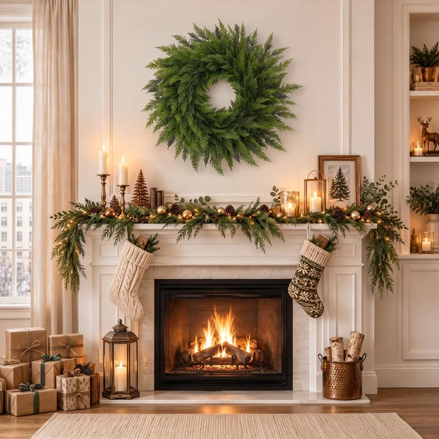 Alt view image 5 of 7 - 24" Christmas Wreaths for Front Door-Cedar Artificial Christmas Door Wreath
