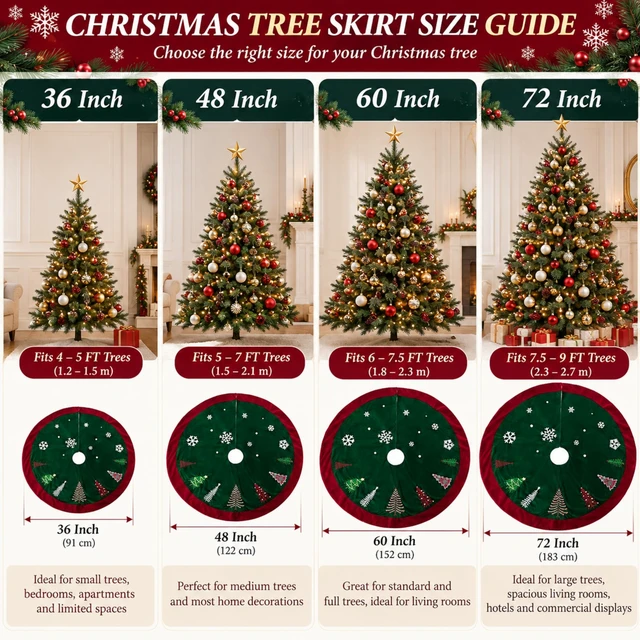 Alt view image 4 of 7 - 72 Inch Green Velvet Christmas Tree Skirt with Burgundy Trim