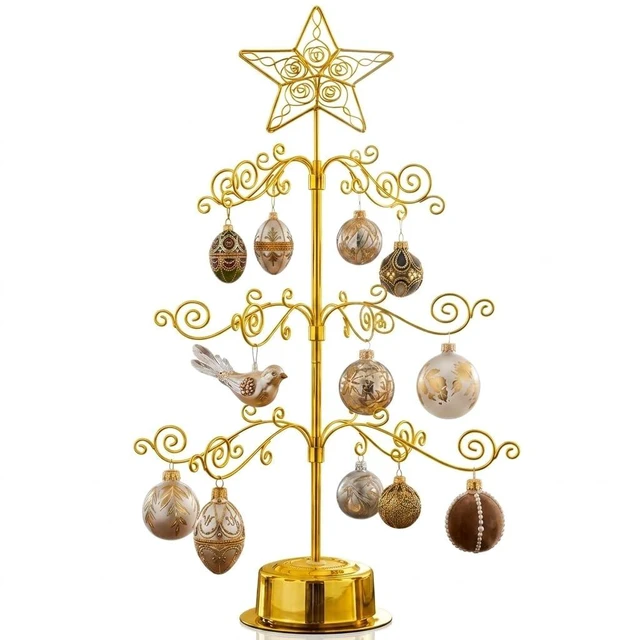 Main image of 24" Rotating Ornament Tree Display Stand Metal Christmas Tree Gold