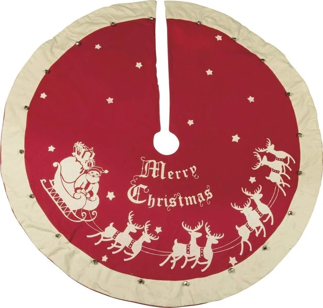 Main image of Red Vintage Christmas Tree Skirt