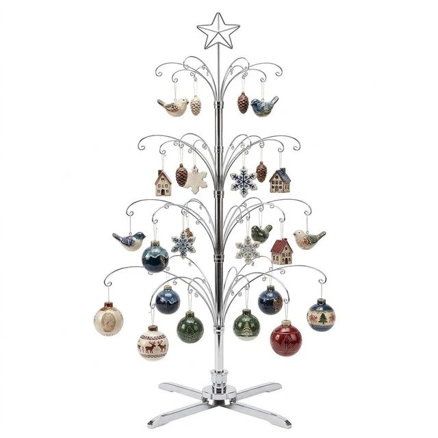 Main image of 74" Rotating Ornament Display Tree Metal Alternative Christmas Tree