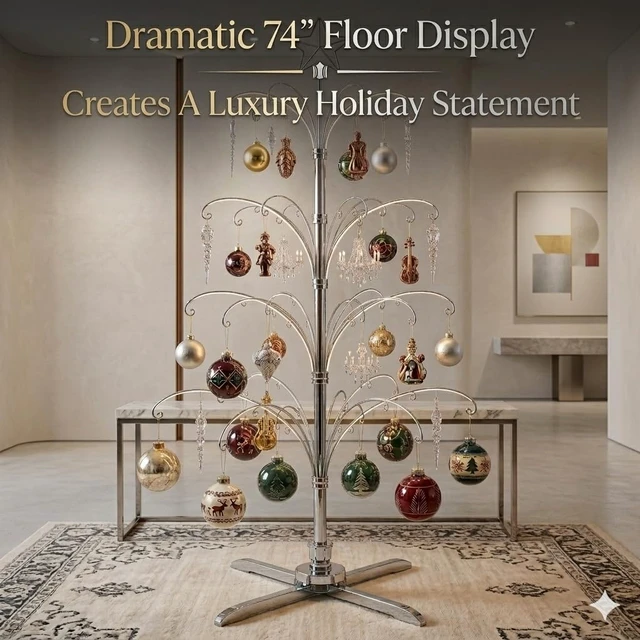Alt view image 2 of 7 - 74" Rotating Ornament Display Tree Metal Alternative Christmas Tree