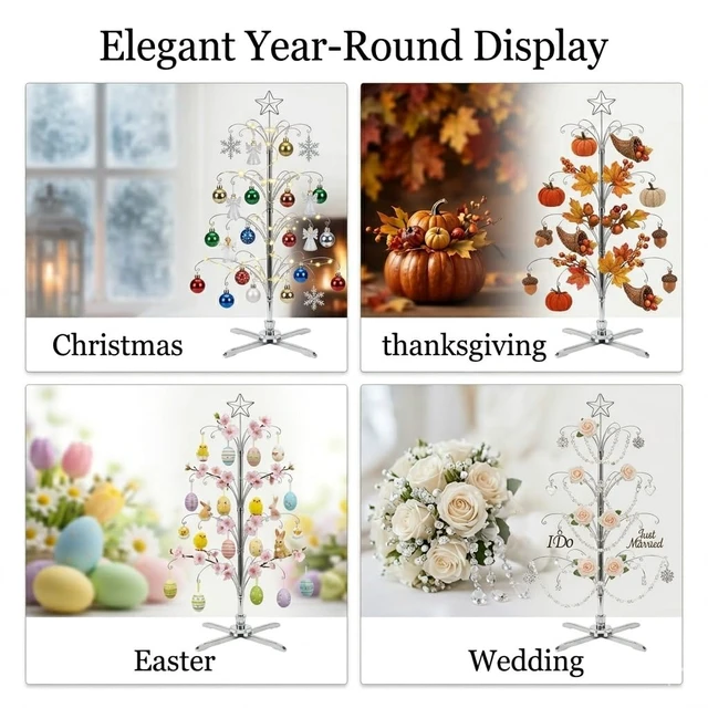 Alt view image 5 of 7 - 74" Rotating Ornament Display Tree Metal Alternative Christmas Tree