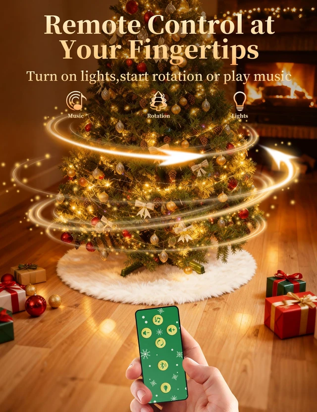 Alt view image 5 of 7 - Musical Rotating Christmas Tree Stand with Remote for 9FT Trees