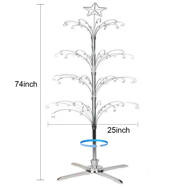 Alt view image 7 of 7 - 74" Rotating Ornament Display Tree Metal Alternative Christmas Tree