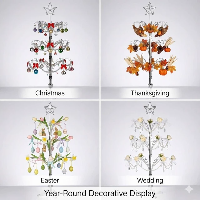Alt view image 5 of 7 - 47" Rotating Ornament Display Tree Alternative Christmas Tree