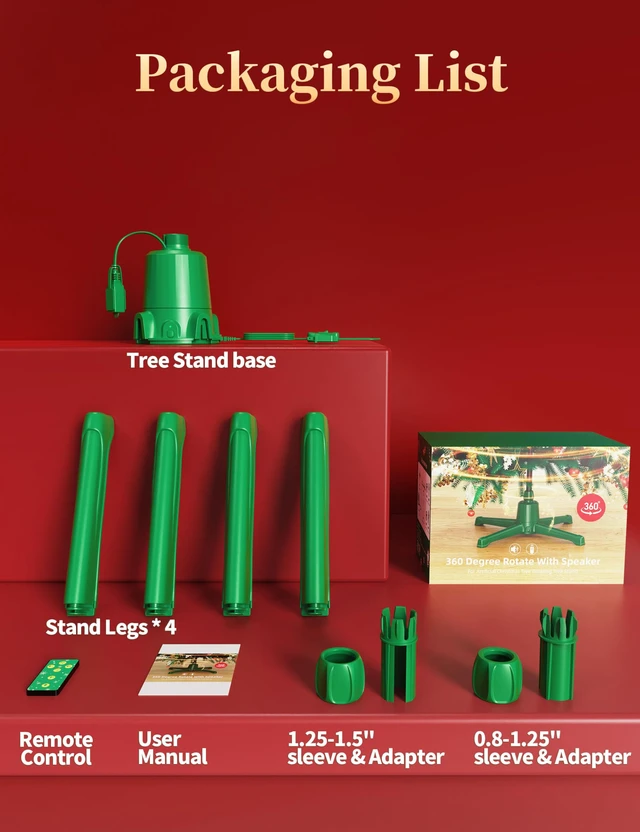 Alt view image 7 of 7 - Musical Rotating Christmas Tree Stand with Remote for 9FT Trees