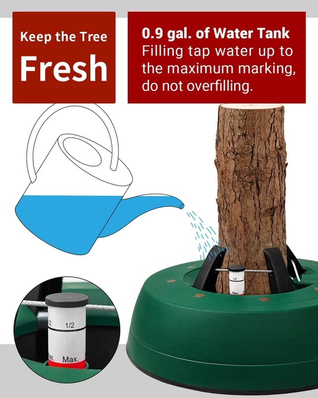 Alt view image 6 of 7 - Christmas Tree Stand with Water Reservoir, for 9ft Tree (5.5" Trunk)