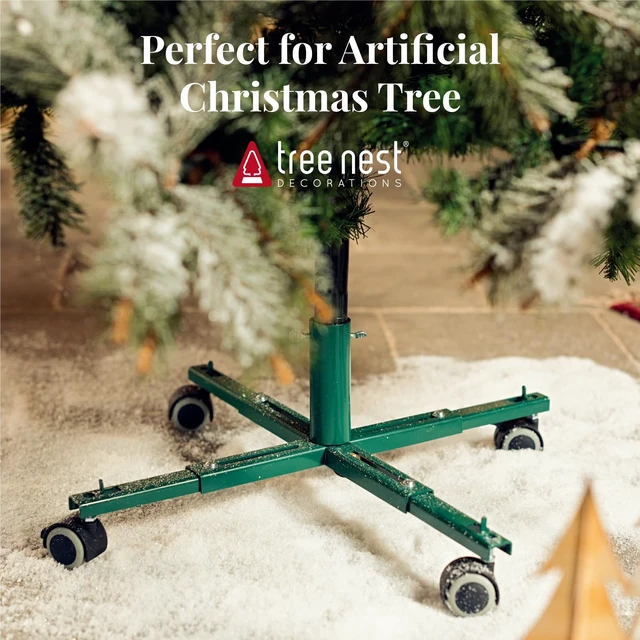 Alt view image 2 of 7 - Christmas Tree Stand Base with Wheels Movable Christmas Fake Tree Holder for 6ft