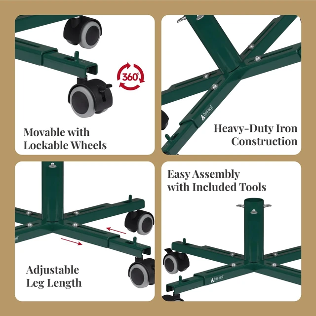 Alt view image 3 of 7 - Christmas Tree Stand Base with Wheels Movable Christmas Fake Tree Holder for 6ft