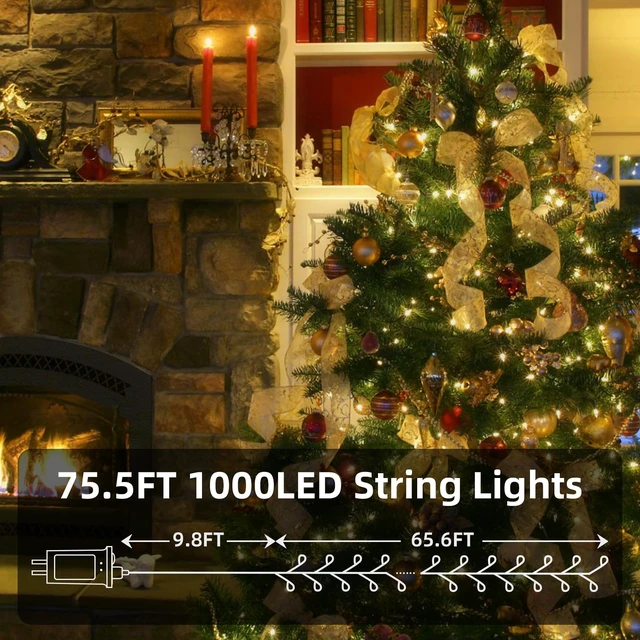 Alt view image 2 of 7 - 1000 Led Christmas Fairy Lights Plug in 74Ft with Timer & Remote