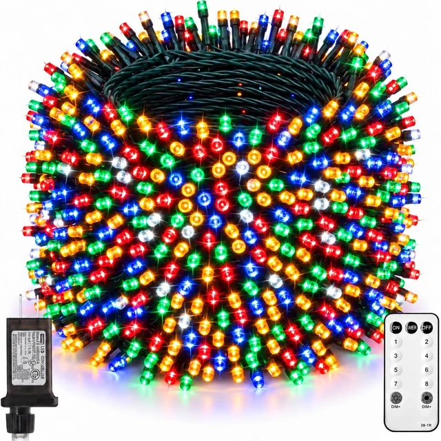 Main image of 330FT 1000LED Christmas Lights Outdoor, Remote & Timer, Dimmable Multicolor