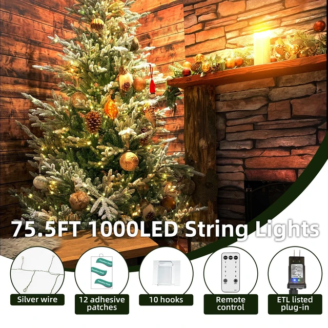 Alt view image 3 of 7 - 1000 Led Christmas Fairy Lights Plug in 74Ft with Timer & Remote
