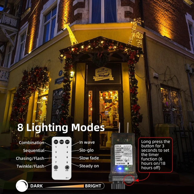 Alt view image 4 of 7 - 1000 Led Christmas Fairy Lights Plug in 74Ft with Timer & Remote