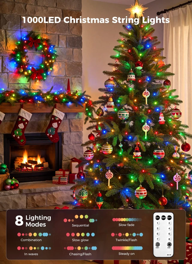 Alt view image 2 of 7 - 330FT 1000LED Christmas Lights Outdoor, Remote & Timer, Dimmable Multicolor