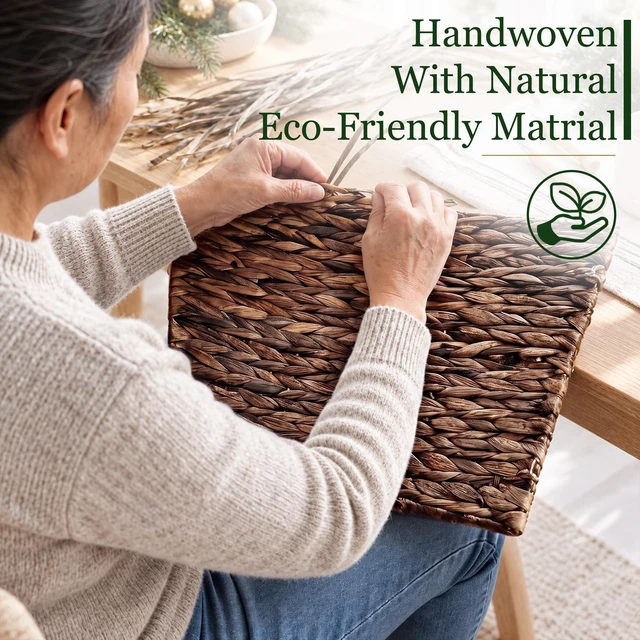 Alt view image 5 of 7 - 24" Rattan Christmas Small Tree Collar for 4-6ft Artificial Trees, Hand-Woven Wicker Tree Skirt Base Cover with Cord, Hyacinth Rustic Farmhouse Decor for Pencil Trees(Brown Wash)