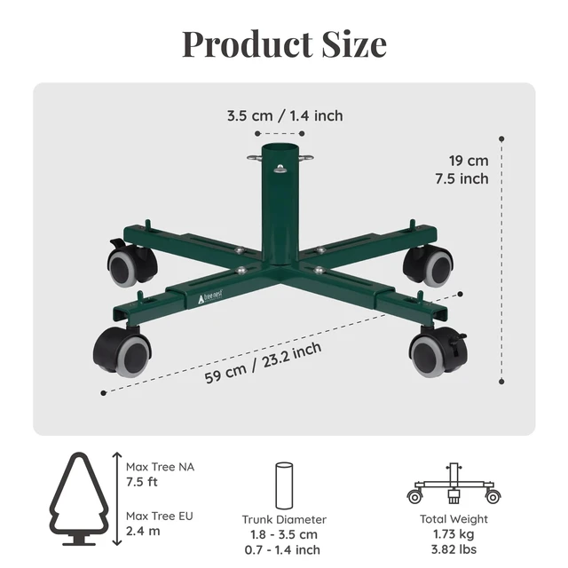 Alt view image 6 of 7 - Christmas Tree Stand Base with Wheels Movable Christmas Fake Tree Holder for 6ft