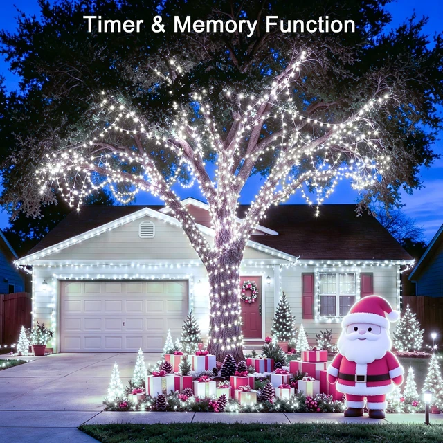Alt view image 4 of 7 - 403ft 1000 LED String Lights Outdoor Christmas Lights 8 Modes & Timer Fairy Light Plug in Waterproof LED String Lights for Xmas Yard Tree Wedding Party Holiday Decorations (Cool White)