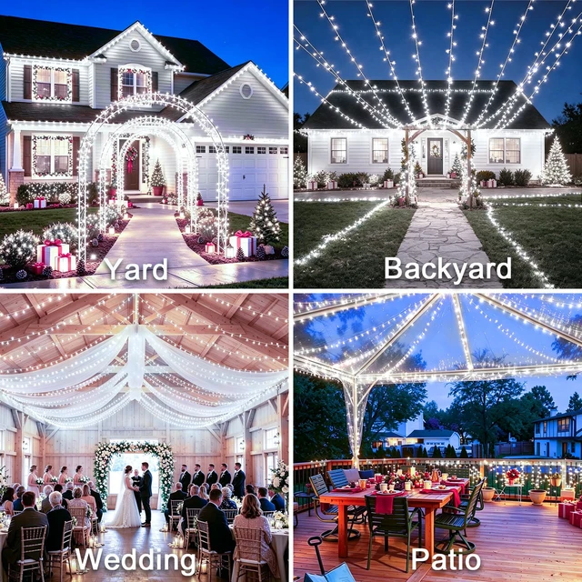 Alt view image 5 of 7 - 403ft 1000 LED String Lights Outdoor Christmas Lights 8 Modes & Timer Fairy Light Plug in Waterproof LED String Lights for Xmas Yard Tree Wedding Party Holiday Decorations (Cool White)