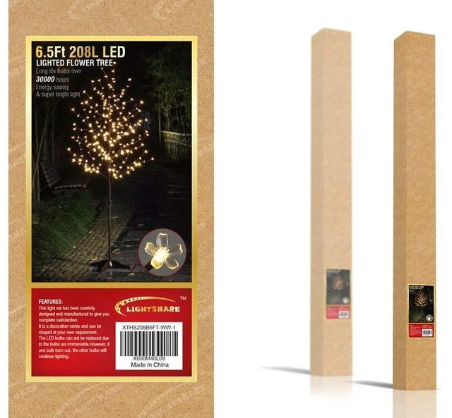 Alt view image 7 of 7 - 6.5FT 208 LED Cherry Blossom Tree, Lighted Artificial Tree for Decoration Inside and Outside, Home Patio Wedding Festival Christmas Decor