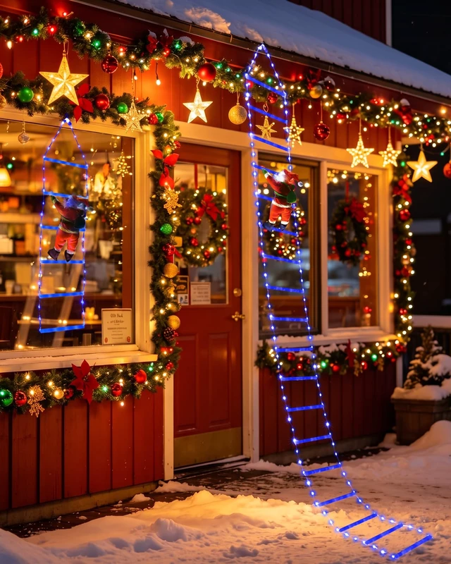 Alt view image 2 of 7 - LED Christmas Lights - 10ft Christmas Decorative Ladder Lights with Santa Claus, Xmas Decorations Light for Indoor Outdoor, Window, Garden, Home, Wall, Xmas Tree Decor -Blue