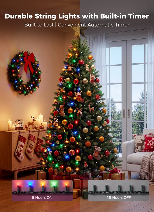 Alt view image 6 of 7 - 330FT 1000LED Christmas Lights Outdoor, Remote & Timer, Dimmable Multicolor