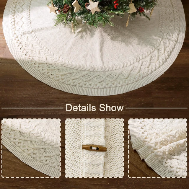 Alt view image 2 of 7 - Knit Christmas Tree Skirts, Neutral Tree Skirt, Cozy Christmas Decorations