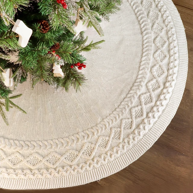 Alt view image 3 of 7 - Knit Christmas Tree Skirts, Neutral Tree Skirt, Cozy Christmas Decorations